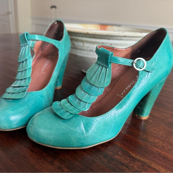 Jeffrey Campbell Teal Mary Jane Heels - Picture 1 of 13